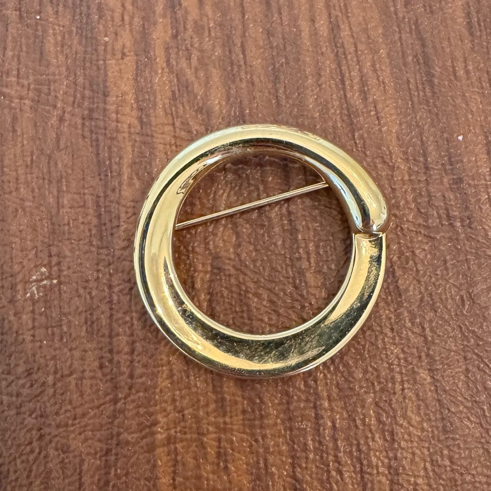 Monet Gold-Tone Circle Brooch